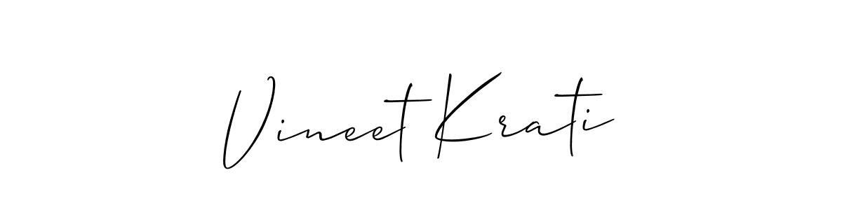 Also we have Vineet Krati name is the best signature style. Create professional handwritten signature collection using Allison_Script autograph style. Vineet Krati signature style 2 images and pictures png