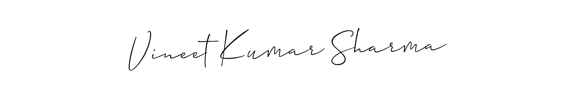 You should practise on your own different ways (Allison_Script) to write your name (Vineet Kumar Sharma) in signature. don't let someone else do it for you. Vineet Kumar Sharma signature style 2 images and pictures png