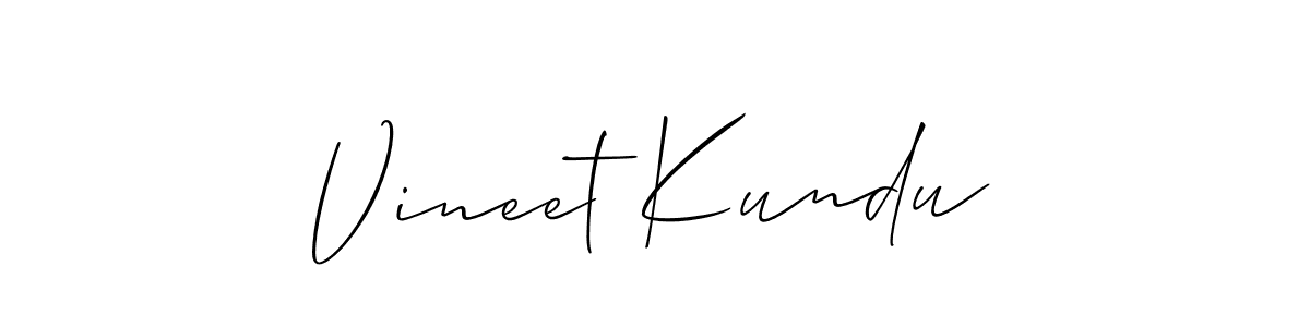 Make a beautiful signature design for name Vineet Kundu. With this signature (Allison_Script) style, you can create a handwritten signature for free. Vineet Kundu signature style 2 images and pictures png