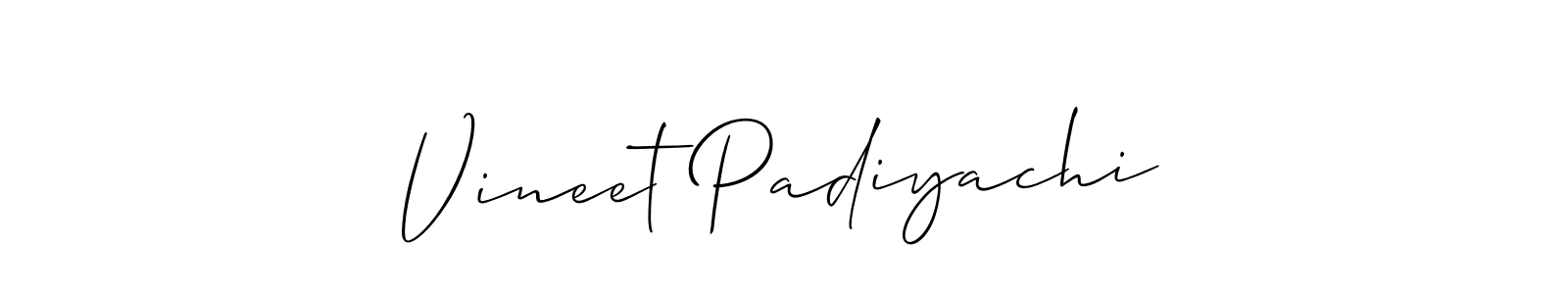 Create a beautiful signature design for name Vineet Padiyachi. With this signature (Allison_Script) fonts, you can make a handwritten signature for free. Vineet Padiyachi signature style 2 images and pictures png