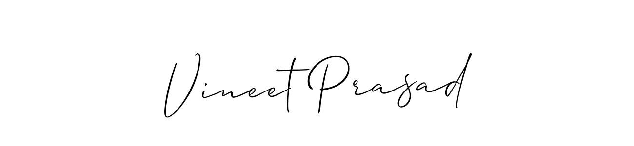 The best way (Allison_Script) to make a short signature is to pick only two or three words in your name. The name Vineet Prasad include a total of six letters. For converting this name. Vineet Prasad signature style 2 images and pictures png