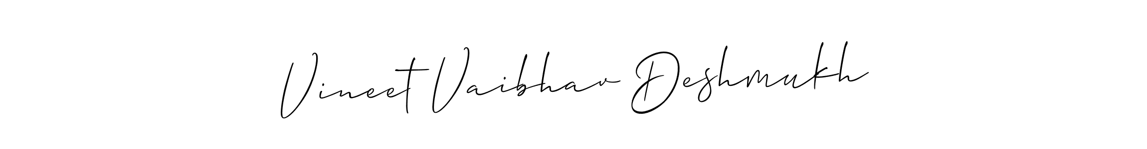How to make Vineet Vaibhav Deshmukh name signature. Use Allison_Script style for creating short signs online. This is the latest handwritten sign. Vineet Vaibhav Deshmukh signature style 2 images and pictures png
