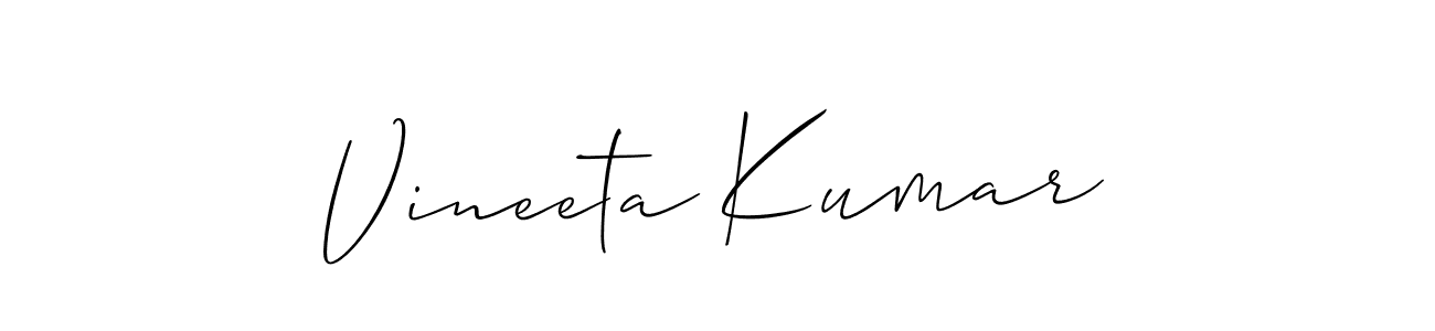 Create a beautiful signature design for name Vineeta Kumar. With this signature (Allison_Script) fonts, you can make a handwritten signature for free. Vineeta Kumar signature style 2 images and pictures png