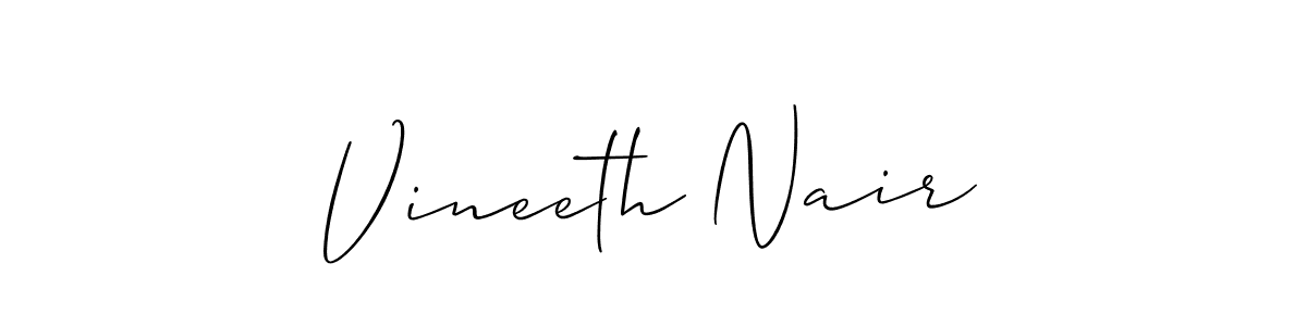 It looks lik you need a new signature style for name Vineeth Nair. Design unique handwritten (Allison_Script) signature with our free signature maker in just a few clicks. Vineeth Nair signature style 2 images and pictures png