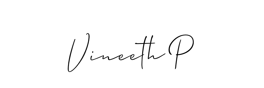 Design your own signature with our free online signature maker. With this signature software, you can create a handwritten (Allison_Script) signature for name Vineeth P. Vineeth P signature style 2 images and pictures png