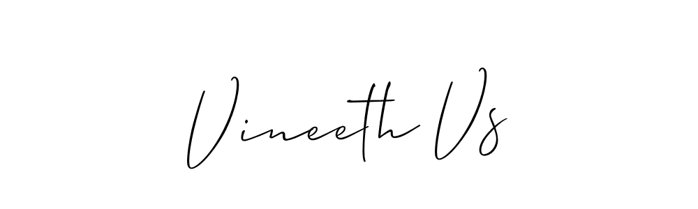 Allison_Script is a professional signature style that is perfect for those who want to add a touch of class to their signature. It is also a great choice for those who want to make their signature more unique. Get Vineeth Vs name to fancy signature for free. Vineeth Vs signature style 2 images and pictures png