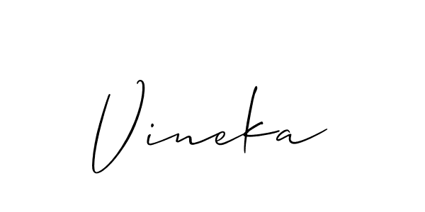 Use a signature maker to create a handwritten signature online. With this signature software, you can design (Allison_Script) your own signature for name Vineka. Vineka signature style 2 images and pictures png