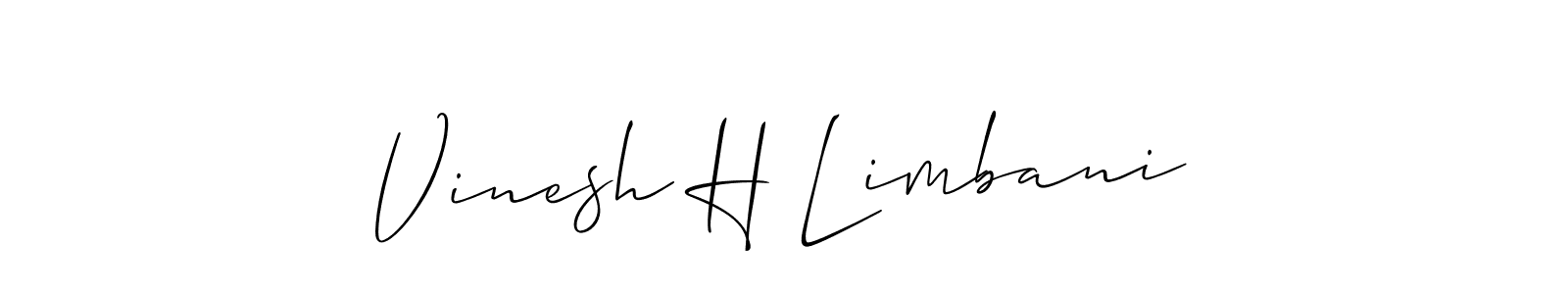 How to make Vinesh H Limbani name signature. Use Allison_Script style for creating short signs online. This is the latest handwritten sign. Vinesh H Limbani signature style 2 images and pictures png