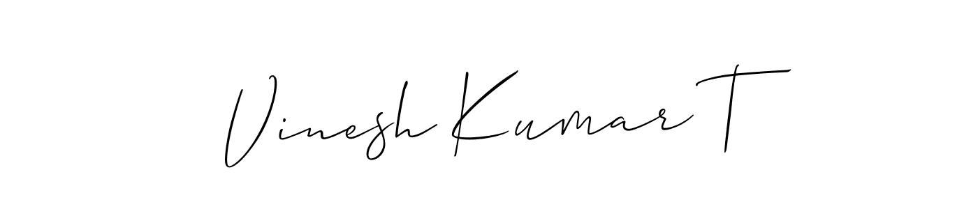 Use a signature maker to create a handwritten signature online. With this signature software, you can design (Allison_Script) your own signature for name Vinesh Kumar T. Vinesh Kumar T signature style 2 images and pictures png