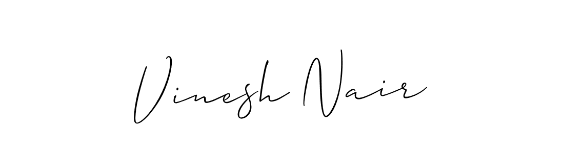 The best way (Allison_Script) to make a short signature is to pick only two or three words in your name. The name Vinesh Nair include a total of six letters. For converting this name. Vinesh Nair signature style 2 images and pictures png