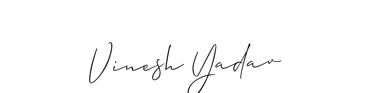 Allison_Script is a professional signature style that is perfect for those who want to add a touch of class to their signature. It is also a great choice for those who want to make their signature more unique. Get Vinesh Yadav name to fancy signature for free. Vinesh Yadav signature style 2 images and pictures png