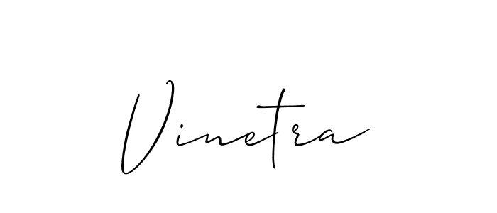 The best way (Allison_Script) to make a short signature is to pick only two or three words in your name. The name Vinetra include a total of six letters. For converting this name. Vinetra signature style 2 images and pictures png