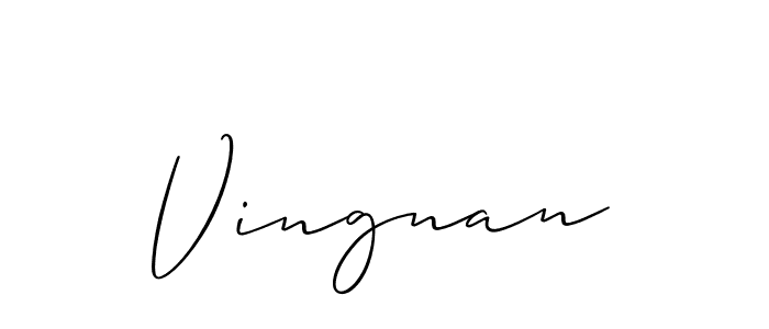 You should practise on your own different ways (Allison_Script) to write your name (Vingnan) in signature. don't let someone else do it for you. Vingnan signature style 2 images and pictures png