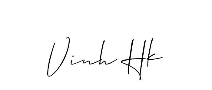 The best way (Allison_Script) to make a short signature is to pick only two or three words in your name. The name Vinh Hk include a total of six letters. For converting this name. Vinh Hk signature style 2 images and pictures png