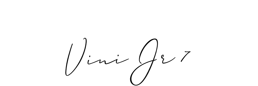 How to make Vini Jr 7 name signature. Use Allison_Script style for creating short signs online. This is the latest handwritten sign. Vini Jr 7 signature style 2 images and pictures png