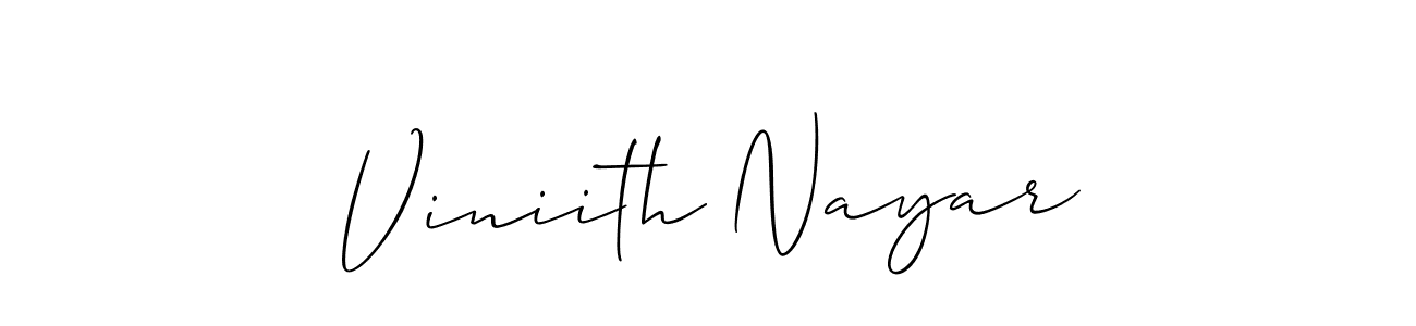 Create a beautiful signature design for name Viniith Nayar. With this signature (Allison_Script) fonts, you can make a handwritten signature for free. Viniith Nayar signature style 2 images and pictures png