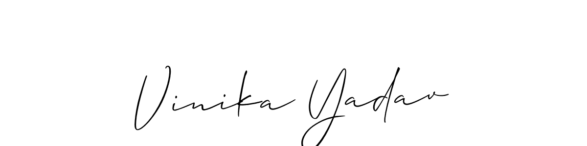 if you are searching for the best signature style for your name Vinika Yadav. so please give up your signature search. here we have designed multiple signature styles  using Allison_Script. Vinika Yadav signature style 2 images and pictures png