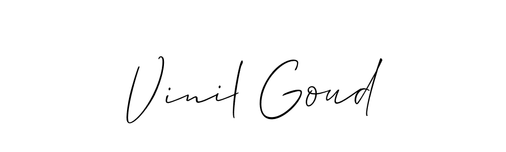 Use a signature maker to create a handwritten signature online. With this signature software, you can design (Allison_Script) your own signature for name Vinil Goud. Vinil Goud signature style 2 images and pictures png