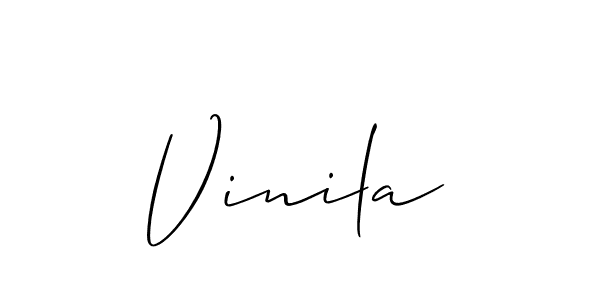 Design your own signature with our free online signature maker. With this signature software, you can create a handwritten (Allison_Script) signature for name Vinila. Vinila signature style 2 images and pictures png