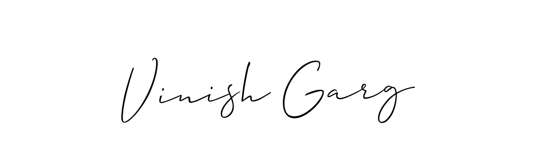 How to make Vinish Garg name signature. Use Allison_Script style for creating short signs online. This is the latest handwritten sign. Vinish Garg signature style 2 images and pictures png