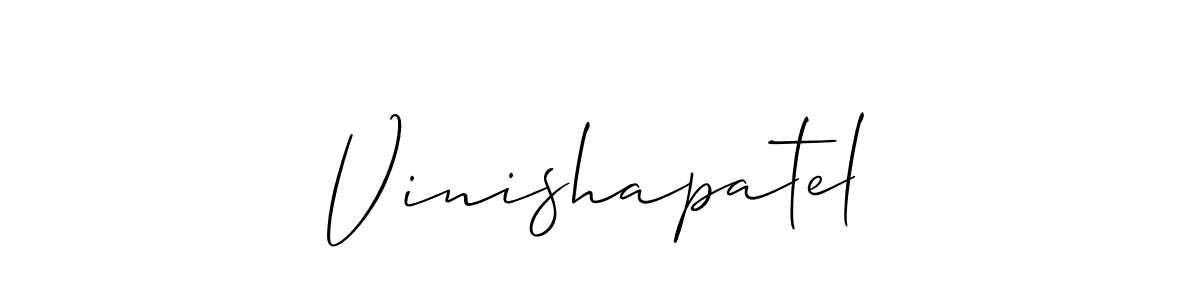 Make a beautiful signature design for name Vinishapatel. With this signature (Allison_Script) style, you can create a handwritten signature for free. Vinishapatel signature style 2 images and pictures png