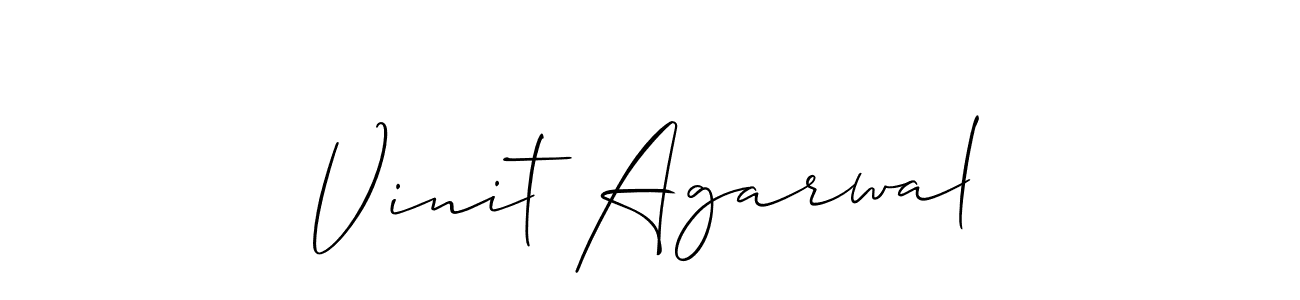 Allison_Script is a professional signature style that is perfect for those who want to add a touch of class to their signature. It is also a great choice for those who want to make their signature more unique. Get Vinit Agarwal name to fancy signature for free. Vinit Agarwal signature style 2 images and pictures png