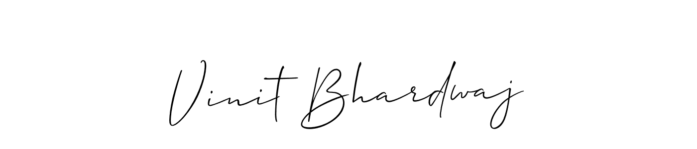 Create a beautiful signature design for name Vinit Bhardwaj. With this signature (Allison_Script) fonts, you can make a handwritten signature for free. Vinit Bhardwaj signature style 2 images and pictures png