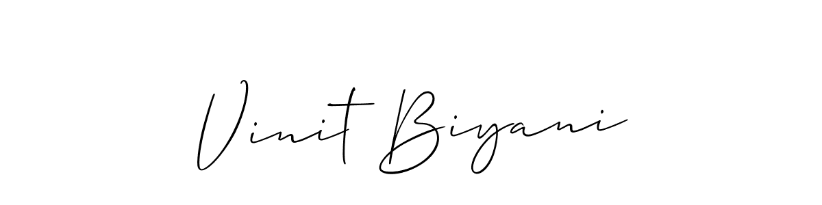 The best way (Allison_Script) to make a short signature is to pick only two or three words in your name. The name Vinit Biyani include a total of six letters. For converting this name. Vinit Biyani signature style 2 images and pictures png