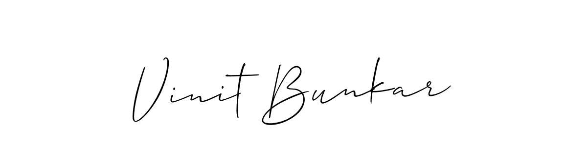 Create a beautiful signature design for name Vinit Bunkar. With this signature (Allison_Script) fonts, you can make a handwritten signature for free. Vinit Bunkar signature style 2 images and pictures png