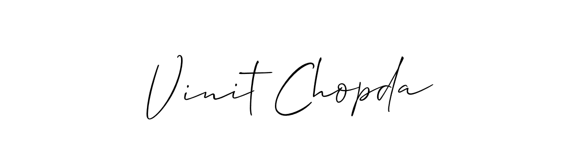 You should practise on your own different ways (Allison_Script) to write your name (Vinit Chopda) in signature. don't let someone else do it for you. Vinit Chopda signature style 2 images and pictures png