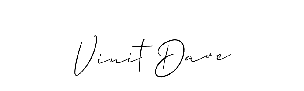 It looks lik you need a new signature style for name Vinit Dave. Design unique handwritten (Allison_Script) signature with our free signature maker in just a few clicks. Vinit Dave signature style 2 images and pictures png