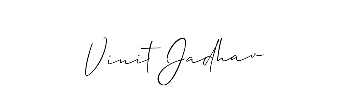 Allison_Script is a professional signature style that is perfect for those who want to add a touch of class to their signature. It is also a great choice for those who want to make their signature more unique. Get Vinit Jadhav name to fancy signature for free. Vinit Jadhav signature style 2 images and pictures png