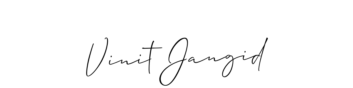 Make a beautiful signature design for name Vinit Jangid. With this signature (Allison_Script) style, you can create a handwritten signature for free. Vinit Jangid signature style 2 images and pictures png