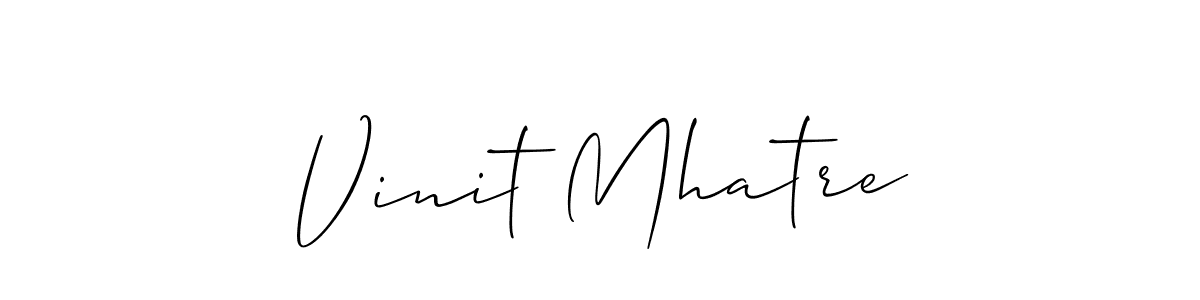 if you are searching for the best signature style for your name Vinit Mhatre. so please give up your signature search. here we have designed multiple signature styles  using Allison_Script. Vinit Mhatre signature style 2 images and pictures png