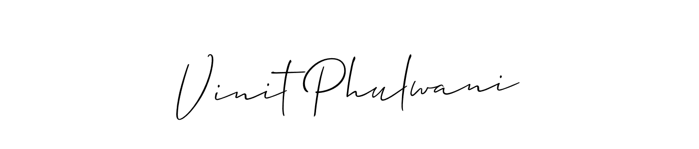 Also You can easily find your signature by using the search form. We will create Vinit Phulwani name handwritten signature images for you free of cost using Allison_Script sign style. Vinit Phulwani signature style 2 images and pictures png