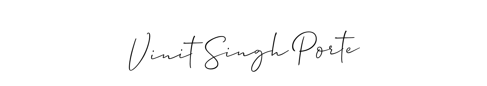 Make a short Vinit Singh Porte signature style. Manage your documents anywhere anytime using Allison_Script. Create and add eSignatures, submit forms, share and send files easily. Vinit Singh Porte signature style 2 images and pictures png