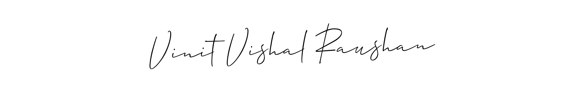 The best way (Allison_Script) to make a short signature is to pick only two or three words in your name. The name Vinit Vishal Raushan include a total of six letters. For converting this name. Vinit Vishal Raushan signature style 2 images and pictures png