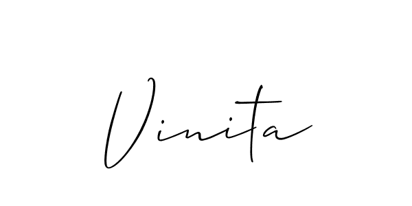 Create a beautiful signature design for name Vinita. With this signature (Allison_Script) fonts, you can make a handwritten signature for free. Vinita signature style 2 images and pictures png