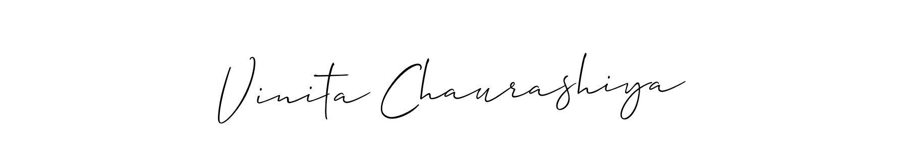 Create a beautiful signature design for name Vinita Chaurashiya. With this signature (Allison_Script) fonts, you can make a handwritten signature for free. Vinita Chaurashiya signature style 2 images and pictures png