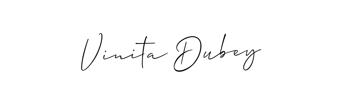 Create a beautiful signature design for name Vinita Dubey. With this signature (Allison_Script) fonts, you can make a handwritten signature for free. Vinita Dubey signature style 2 images and pictures png