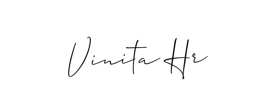 Similarly Allison_Script is the best handwritten signature design. Signature creator online .You can use it as an online autograph creator for name Vinita Hr. Vinita Hr signature style 2 images and pictures png