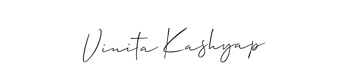 Make a beautiful signature design for name Vinita Kashyap. With this signature (Allison_Script) style, you can create a handwritten signature for free. Vinita Kashyap signature style 2 images and pictures png