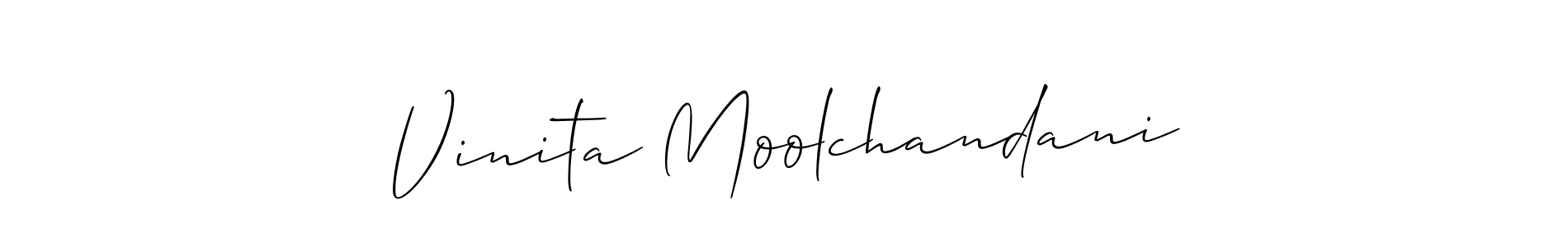 How to Draw Vinita Moolchandani signature style? Allison_Script is a latest design signature styles for name Vinita Moolchandani. Vinita Moolchandani signature style 2 images and pictures png