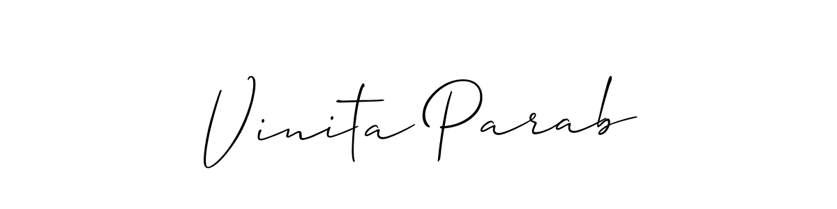 Allison_Script is a professional signature style that is perfect for those who want to add a touch of class to their signature. It is also a great choice for those who want to make their signature more unique. Get Vinita Parab name to fancy signature for free. Vinita Parab signature style 2 images and pictures png