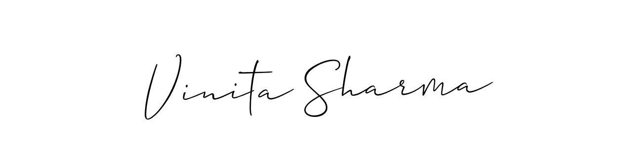 You should practise on your own different ways (Allison_Script) to write your name (Vinita Sharma) in signature. don't let someone else do it for you. Vinita Sharma signature style 2 images and pictures png