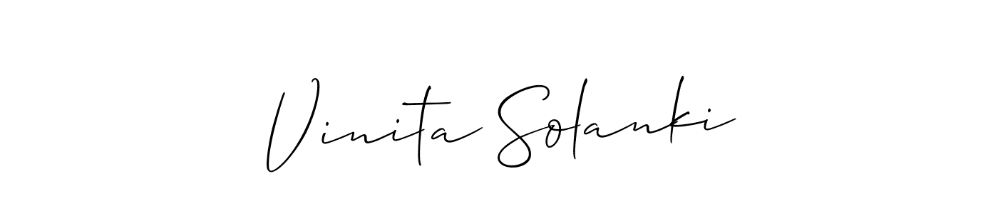How to make Vinita Solanki name signature. Use Allison_Script style for creating short signs online. This is the latest handwritten sign. Vinita Solanki signature style 2 images and pictures png