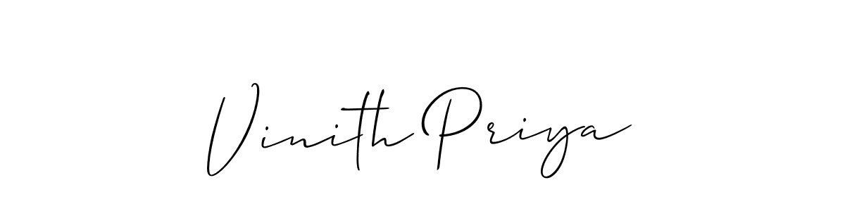 Use a signature maker to create a handwritten signature online. With this signature software, you can design (Allison_Script) your own signature for name Vinith Priya. Vinith Priya signature style 2 images and pictures png