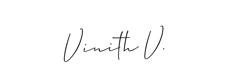 How to make Vinith V. name signature. Use Allison_Script style for creating short signs online. This is the latest handwritten sign. Vinith V. signature style 2 images and pictures png