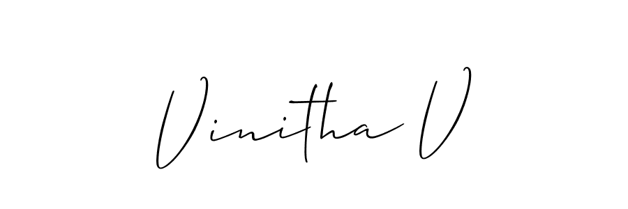 Design your own signature with our free online signature maker. With this signature software, you can create a handwritten (Allison_Script) signature for name Vinitha V. Vinitha V signature style 2 images and pictures png