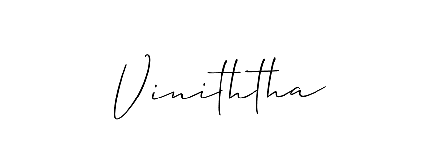 if you are searching for the best signature style for your name Viniththa. so please give up your signature search. here we have designed multiple signature styles  using Allison_Script. Viniththa signature style 2 images and pictures png